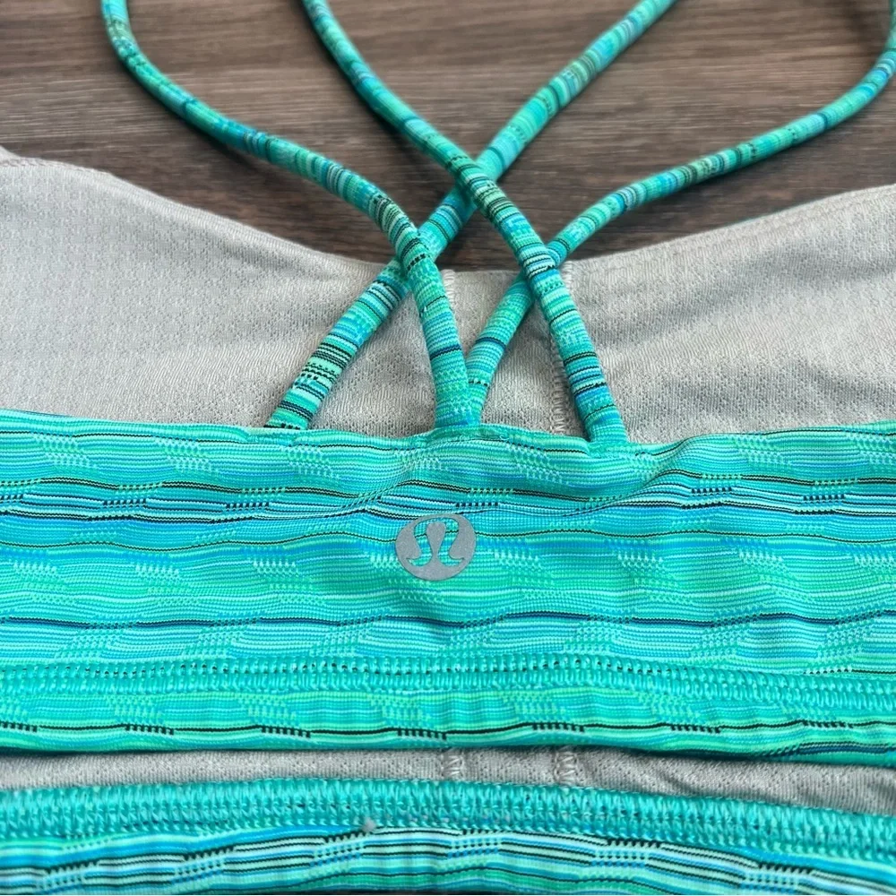 Lululemon Free To Be Bra Dragonfly Space Dye Size 10 Turquoise Blue Strappy